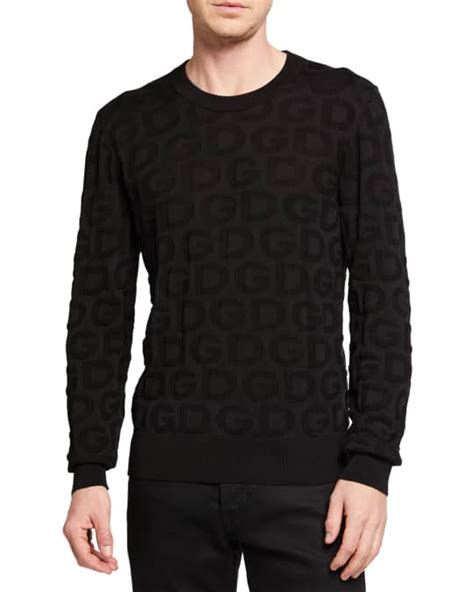 jacquard dolce gabbana sweatshirt men usa|Dolce&Gabbana Men's Tonal Logo Jacquard Silk Sweater.